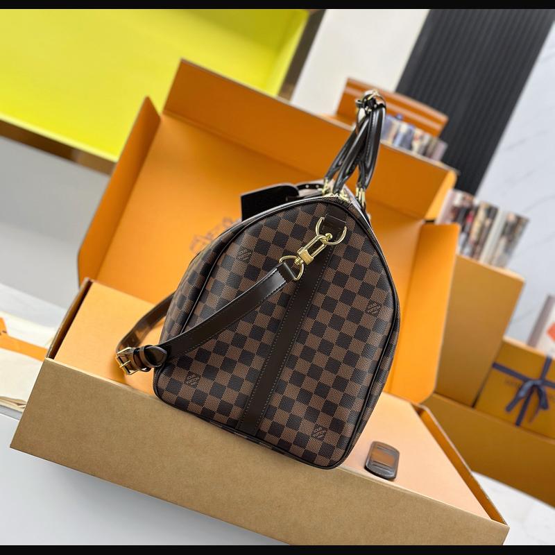 LV Keepall Bandoulière 55 N41418 · 啡格老花 複刻實拍圖 3