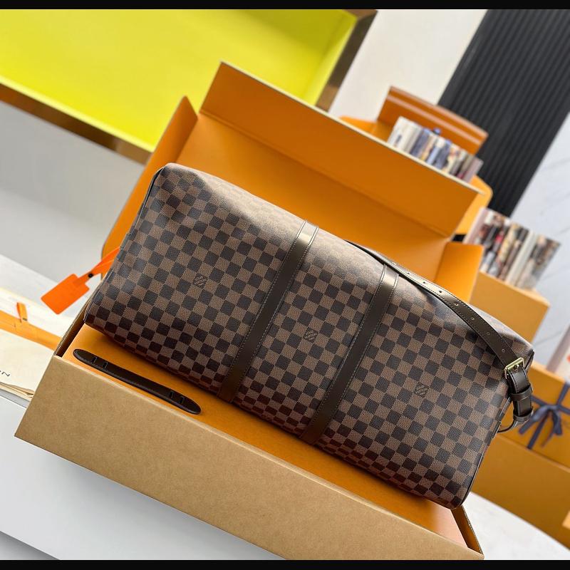 LV Keepall Bandoulière 55 N41418 · 啡格老花 複刻實拍圖 4