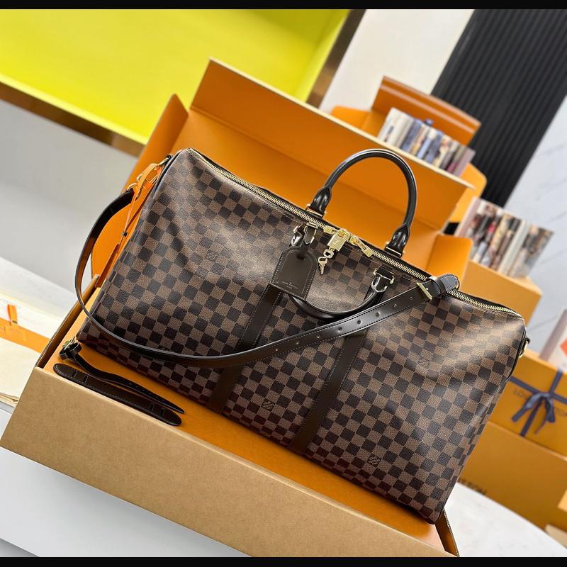 LV Keepall Bandoulière 55 N41418 · 啡格老花 複刻實拍圖 5