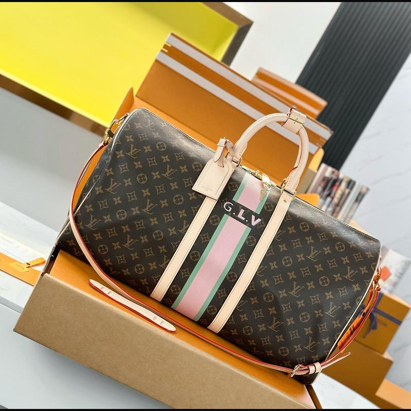 LV Keepall Bandoulière 55 M01943 · 絲印老花彩條 複刻實拍圖 1