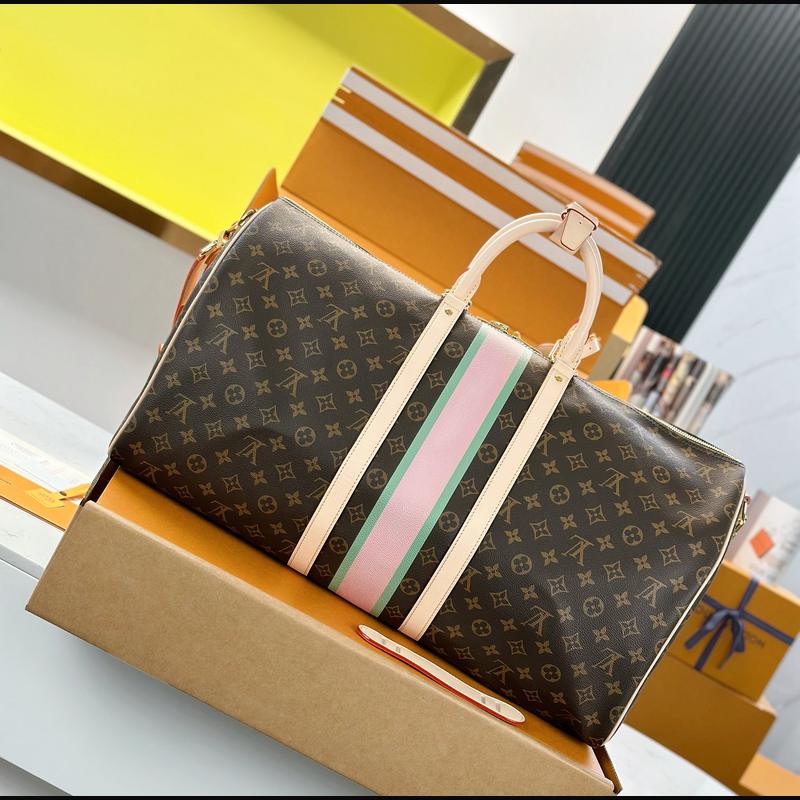 LV Keepall Bandoulière 55 M01943 · 絲印老花彩條 複刻實拍圖 2