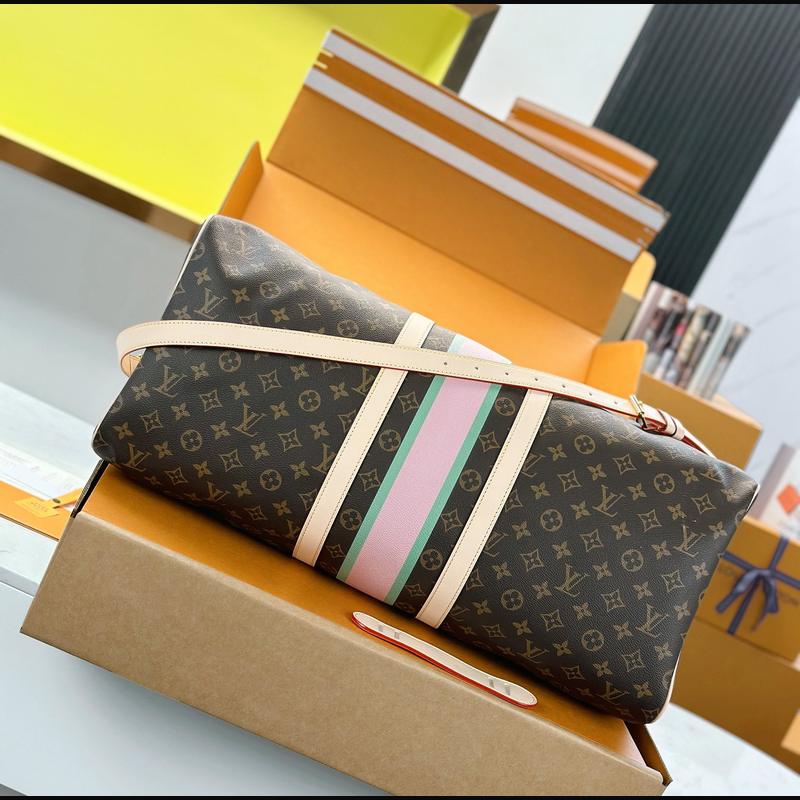 LV Keepall Bandoulière 55 M01943 · 絲印老花彩條 複刻實拍圖 4