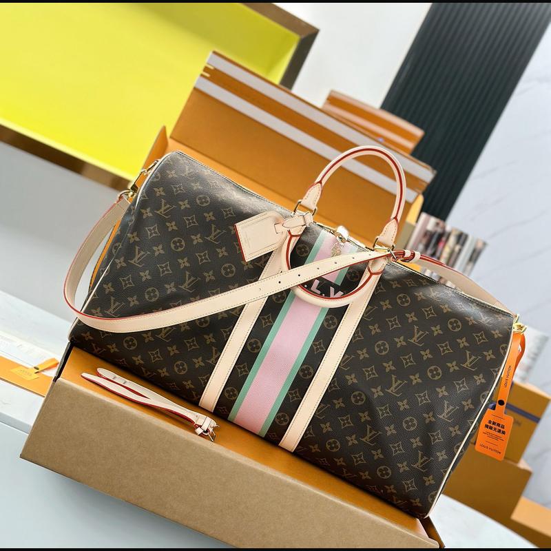 LV Keepall Bandoulière 55 M01943 · 絲印老花彩條 複刻實拍圖 5