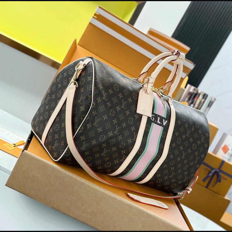LV Keepall Bandoulière 55 M01943 · 絲印老花彩條 複刻實拍圖 6