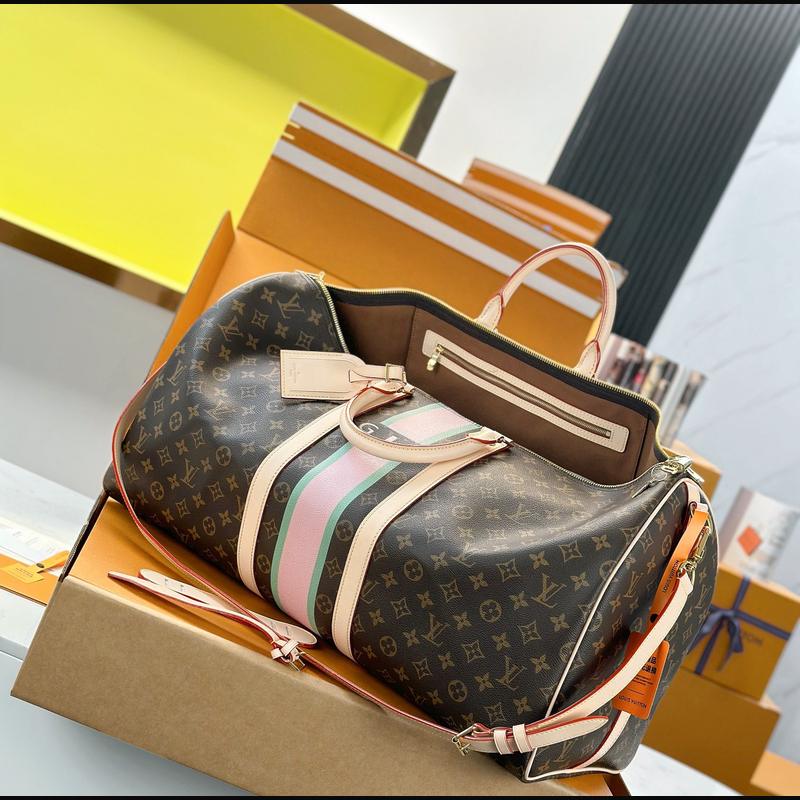 LV Keepall Bandoulière 55 M01943 · 絲印老花彩條 複刻實拍圖 8